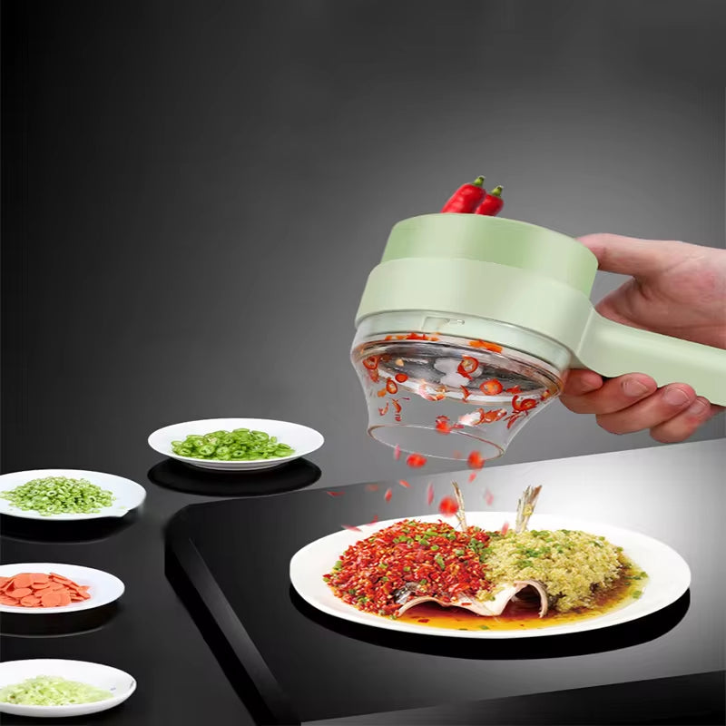 Picadora Eléctrica Inalámbrica 4 En 1 Para Ajo, Verduras Y Carne