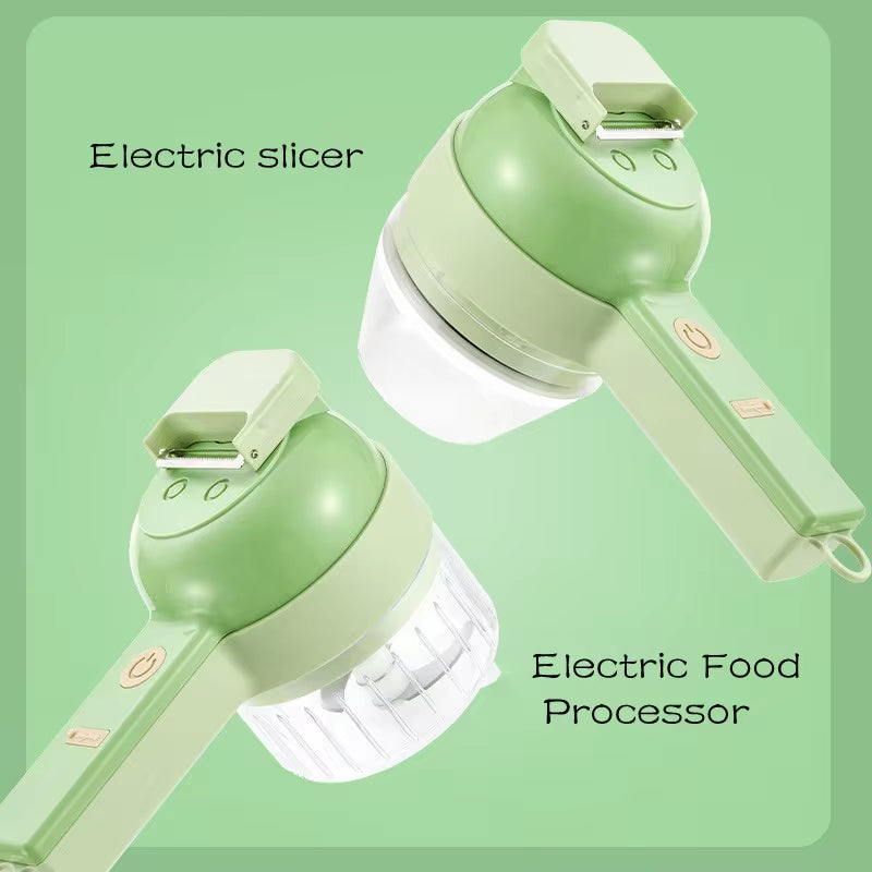Picadora Eléctrica Inalámbrica 4 En 1 Para Ajo, Verduras Y Carne